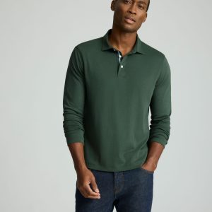 Wrinkle-Free Damaschino Long-Sleeve Polo