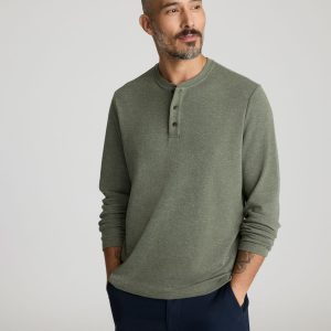 Stretch Cotton Herringbone Henley