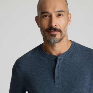 Stretch Cotton Herringbone Henley