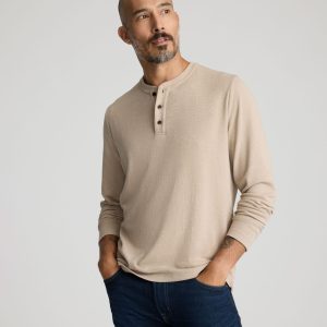 Stretch Cotton Herringbone Henley