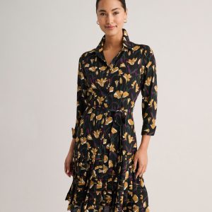 Pleated Janice Midi Shirt Dress